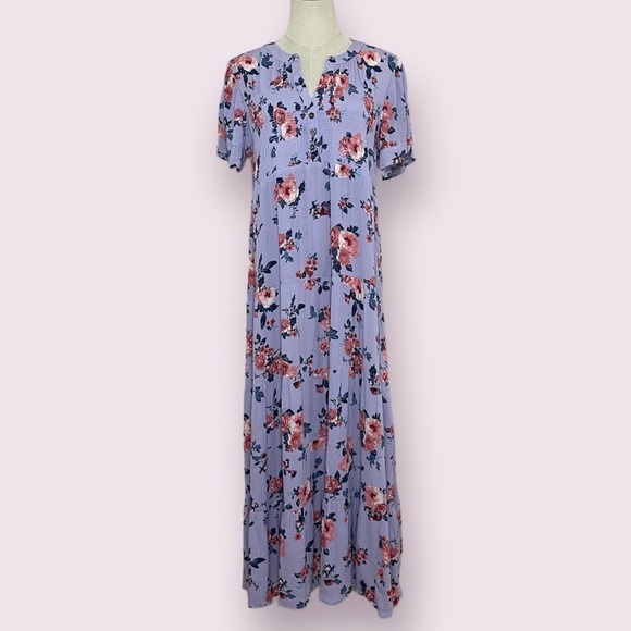 BIN#15 - KNOX ROSE Women’s Medium Sweet Lilac Floral Maxi Dress - Picture 1 of 4